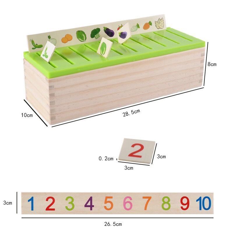 Hộp thả hình 80 thẻ bằng gỗ - 8 chủ đề cho bé học nhận biết