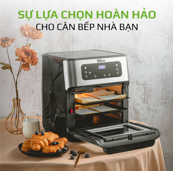 Nồi Chiên Không Dầu OLIVO AF12 Thương Hiệu Mỹ Gồm 8 Chức Năng Chiên Nấu, Dung Tích 12 Lít Công Suất 1800 W - Hàng Chính Hãng