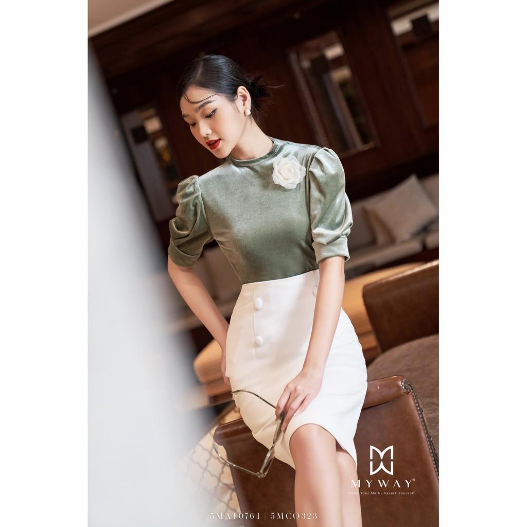 Chân Váy Bút Chì My Way Cạp Cao Đính Cúc Sang Trọng 5MCO323