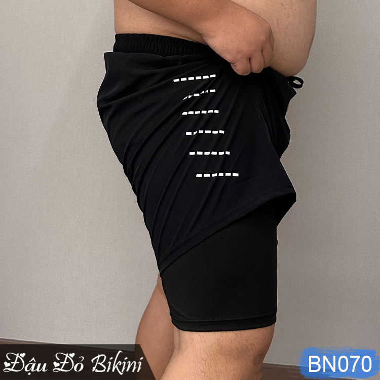 Quần bơi 2 lớp big size cho nam giới, mẫu rộng rãi chống lộ, thoáng khí nhanh khô, co giãn đàn hồi cao, có size rất lớn đến 200kg, thiết kế thời trang nam tính | BN070