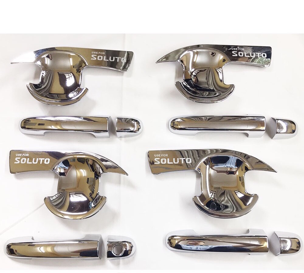 Bộ Ốp Tay Nắm, Hõm Cửa Xe KIA SOLUTO 2019-2020-2021 Mạ Crom 8 Chi Tiết, Tặng Kèm 3 M