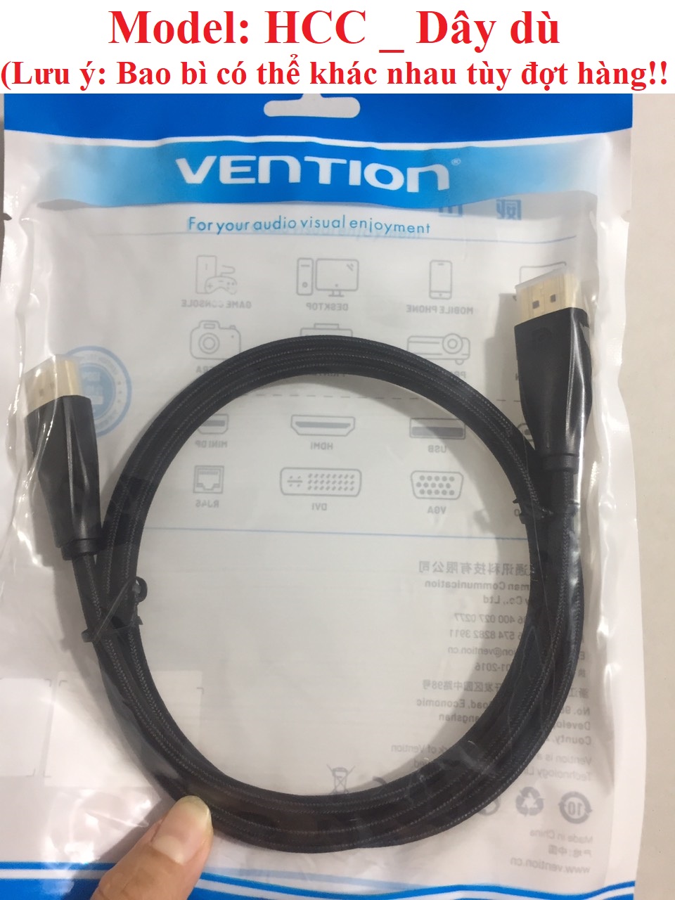 Cáp video hình ảnh 2 đầu DP 1.4 hỗ trợ 8K Vention HCC HCD HCE _ Hàng chính hãng