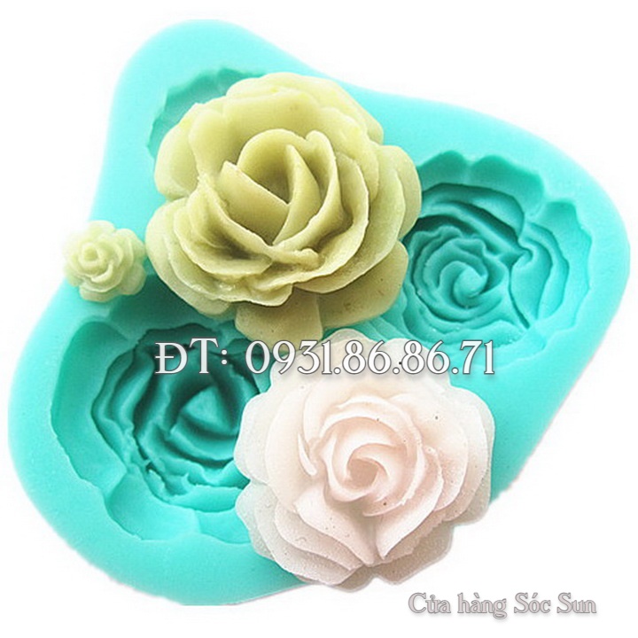Khuôn silicon 4 hoa hồng – Mã số 1045