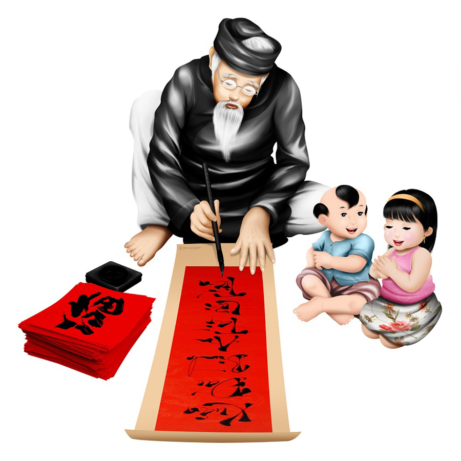 Decal Chúc Mừng Năm Mới Và Thư Pháp Lala Shop NY068 (60 x 90 cm)