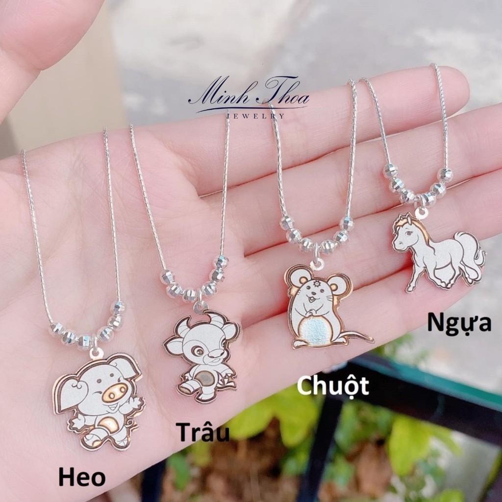 Dây chuyền bạc trẻ em 12 con giáp, vòng cổ dây liền mặt bé trai bé gái bạc nguyên chất Minh Thoa JEWELRY