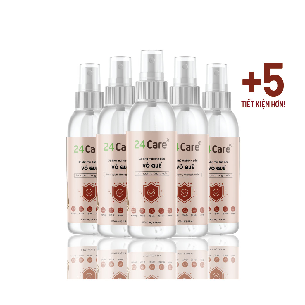 Combo 5 Tinh dầu Xịt phòng Quế Hữu Cơ Organic 24Care 100ML/Chai