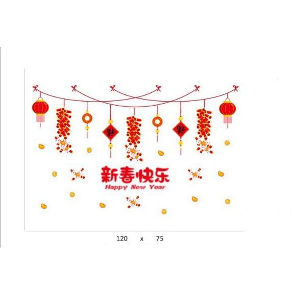 Decal trang trí Tết - Rèm dây phao hoa mừng xuân