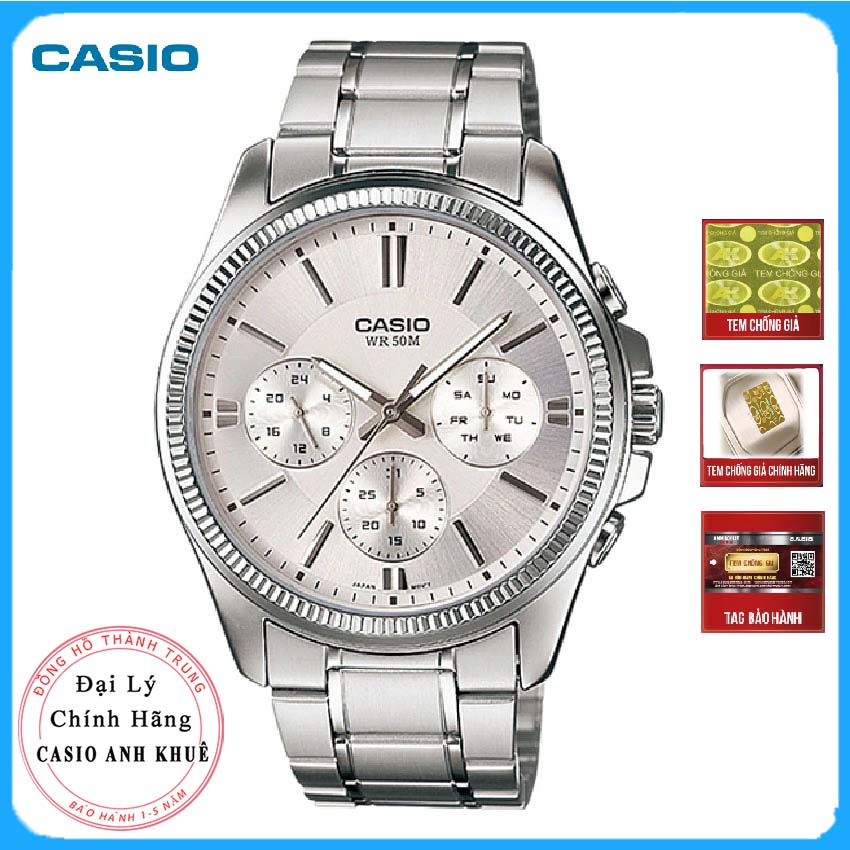 Đồng Hồ Nam Casio MTP-1375D-7AVDF Kim Lịch Nhỏ Mặt Trắng