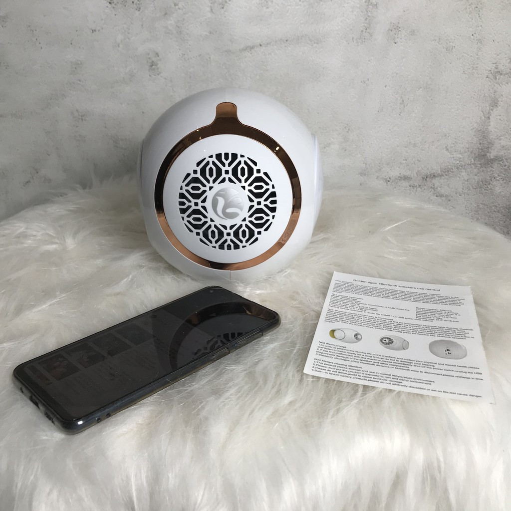 Loa Bluetooth LANITH Golden Eggs - Loa Phát Không Dây Mini - Cộng Hưởng Dụng Kép 2 Bên Màng Loa - Chất Lượng Âm Bass Chắc - Có Khe Cắm Thẻ Nhớ, USB - Tặng Kèm Cáp Sạc 3 Đầu - Hàng Nhập Khẩu - LGE00001-CAP00001