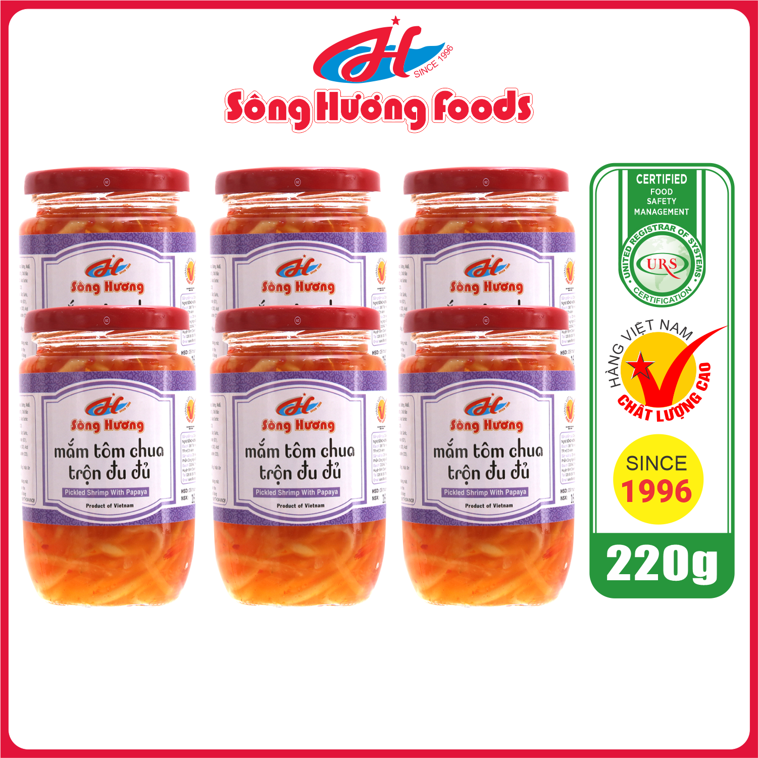 6 Hũ Mắm Tôm Chua Trộn Đu Đủ Sông Hương Foods Hũ 220g