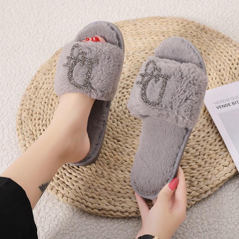 Dép cotton đi trong nhà đế mềm chống trượt thời trang mùa đông cho nữ