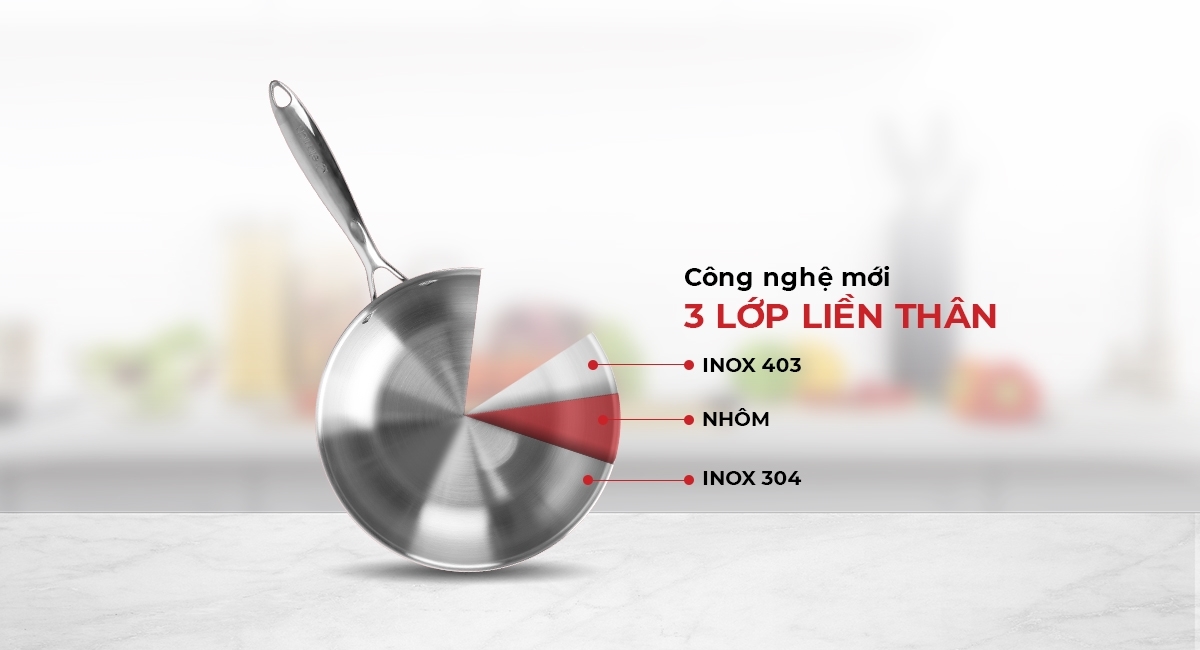 Hình ảnh Chảo inox 3 lớp đáy đúc liền Elmich EL-3845 size 24cm