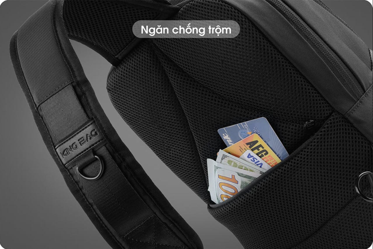 Túi đeo chéo thời trang KINGBAG JULIUS IV cổng USB, nhiều ngăn, chống trộm, vải kháng nước tốt - Hàng chính hãng