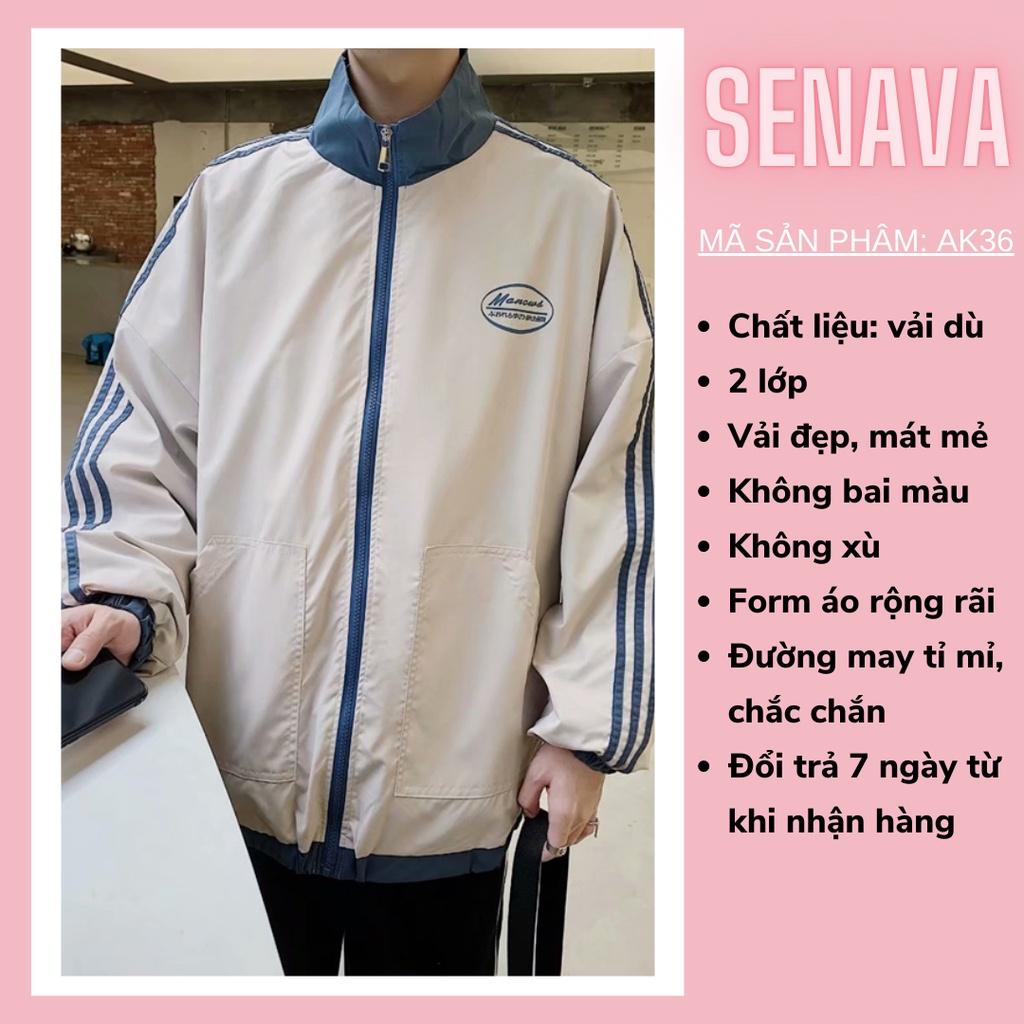 Hình ảnh Áo khoác dù nữ nam bomber MANOWD, Áo khoác gió form rộng 2 lớp Unisex SENAVA