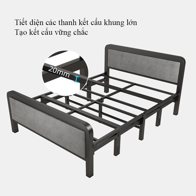 Giường gấp thông minh gấp gọn dùng gia đình, văn phòng, giường xếp khung thép sơn tĩnh điện đệm 4 lớp - Hàng chính hãng