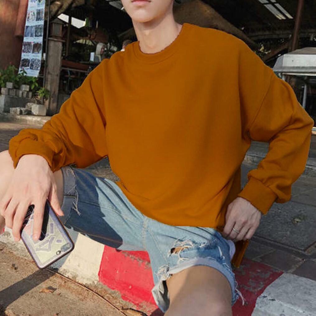 Áo Sweater Nỉ Unisex Dài Tay Basic Phong Cách Hàn Quốc