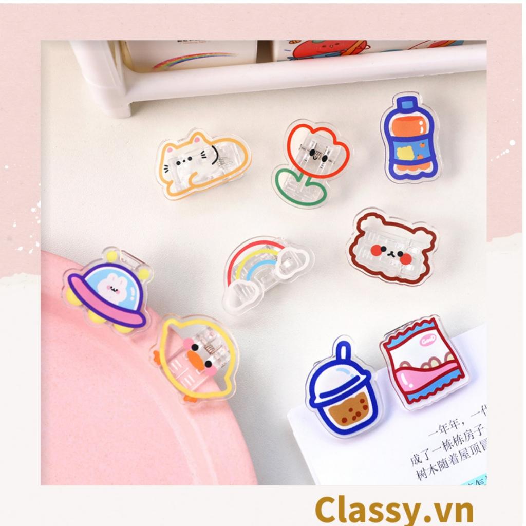 Kẹp giấy bằng nhựa cứng Classy nhiều họa tiết cute Hàn Quốc PK1414