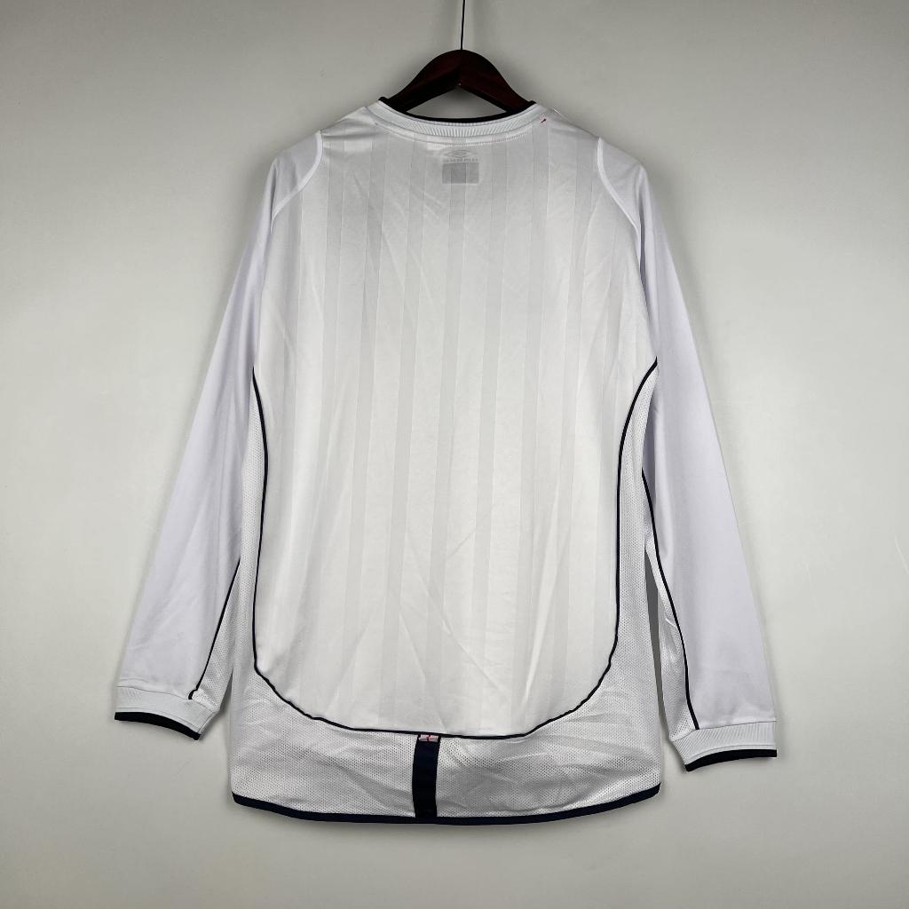 Áo Bóng Đá Retro Tuyển Anh 2002 Dài Tay - Sân Nhà bản cao cấp vải Cotton Polyester