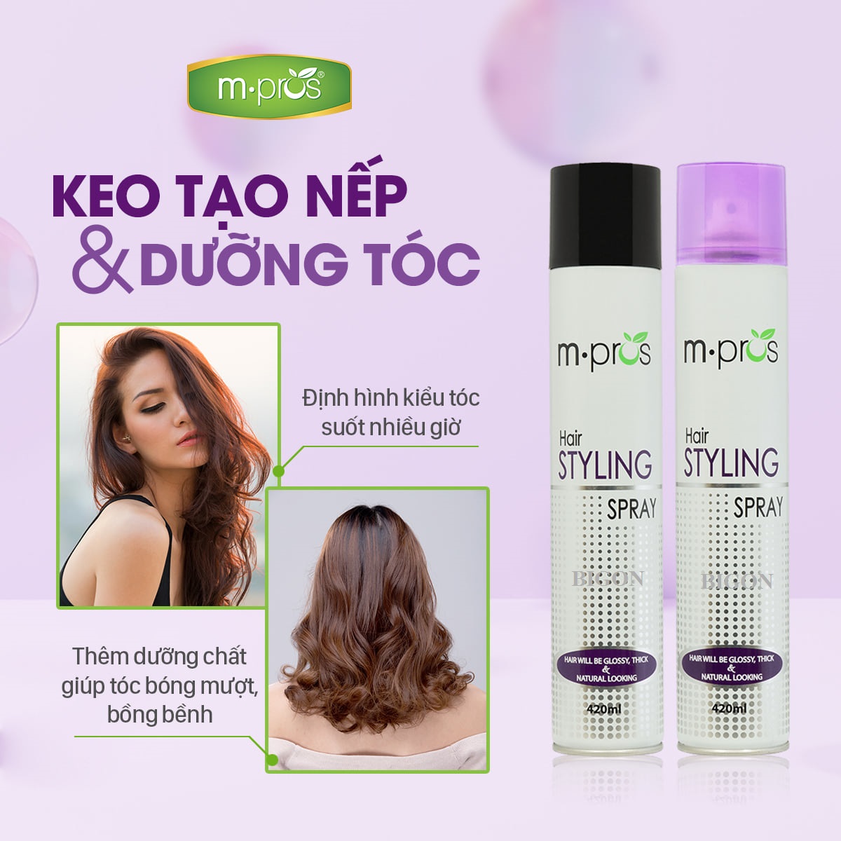 Keo Xịt Tóc Tạo Nếp Và Giữ Nếp Tóc Cứng&Mềm M.PROS 420ml - Tạo Kiểu Tóc Nam Và Nữ