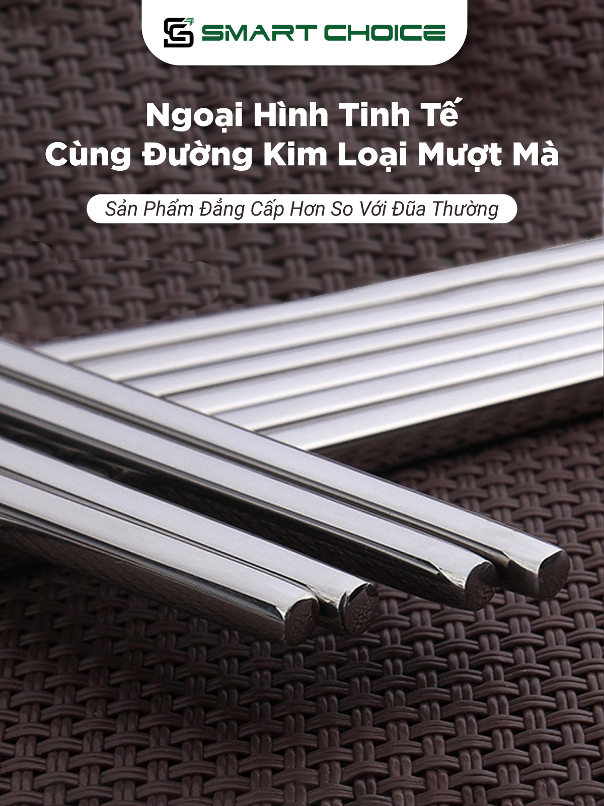 Đũa Inox Lẻ SMARTCHOICE, Lẻ 1 Đôi Đũa Inox Cao Cấp SCG-PK084