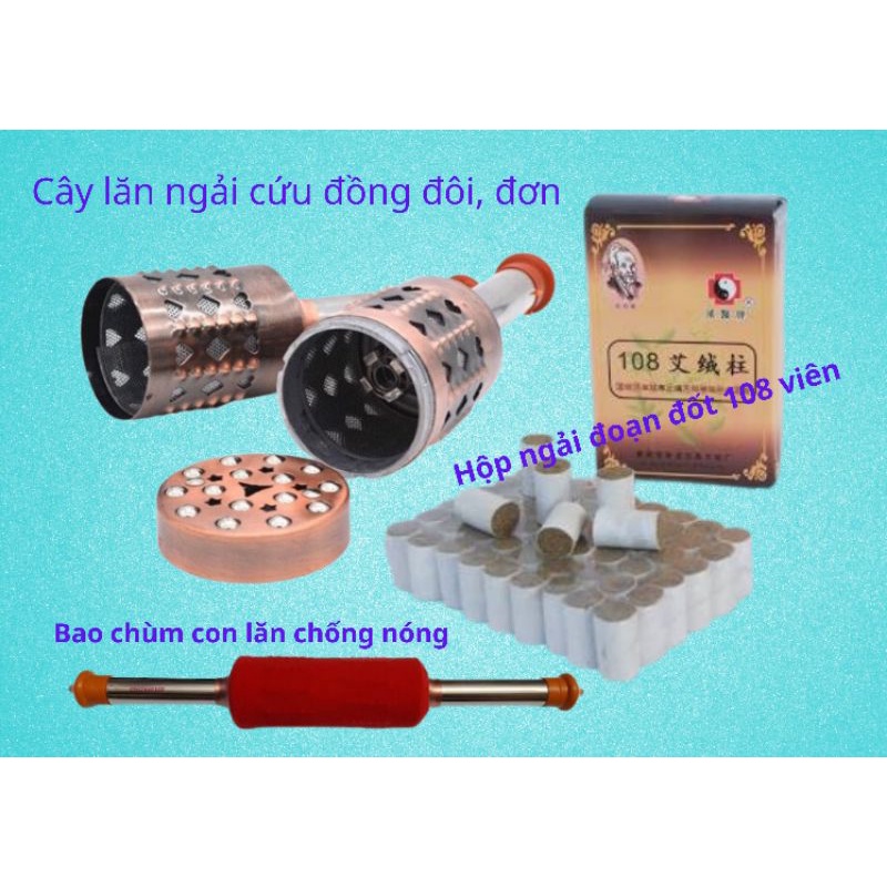 Con lăn ngải cứu đồng đôi-đơn và hộp ngải đoạn 108 viên