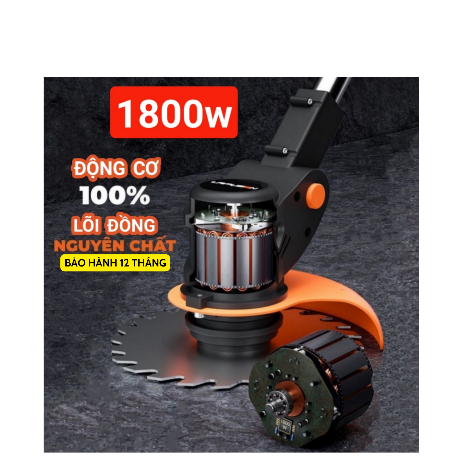 Máy Cắt Cỏ Pin LAPUSEN Động Cơ 1800w Không Kèm Pin Sạc, Chân Pin Thông Dụng 40mm, Bảo Hành 12 Tháng