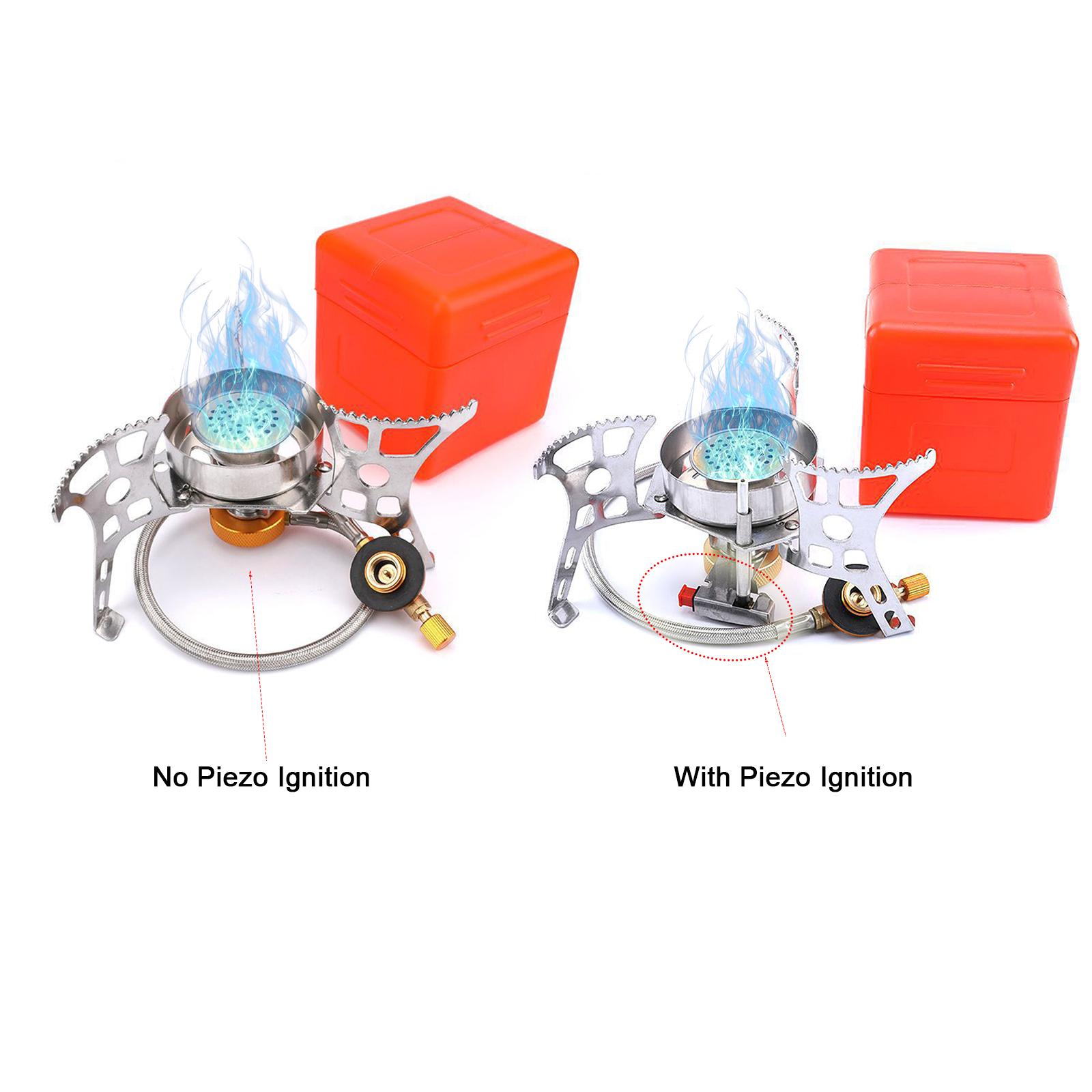 Bếp ga mini cắm trại với Giá đỡ bằng thép không gỉ dày, gấp đa hướng giúp hỗ trợ tốt, chắc chắn và ổn định, Ống dẫn khí bằng đồng, hiệu suất làm kín tốt, bảo mật cao.