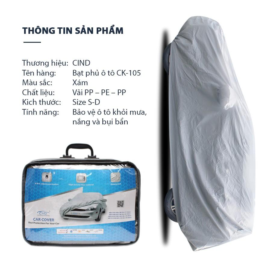 Bạt Phủ Ô Tô CIND CK-105 7 Chỗ Size S-D 3 Lớp PP - Nhập Khẩu Chính Hãng