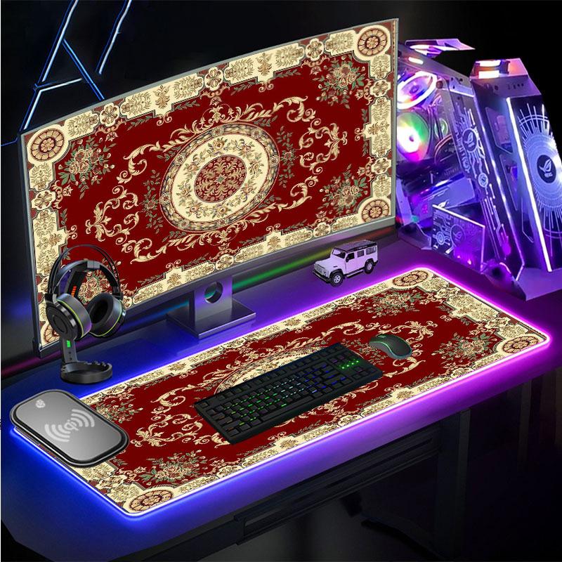 Ưu đãi đặc biệt sáng tạo phong cách đơn giản thông minh sạc không dây RGB miếng lót chuột quá khổ dày khóa cạnh bàn máy tính miếng lót bàn phím trò chơi