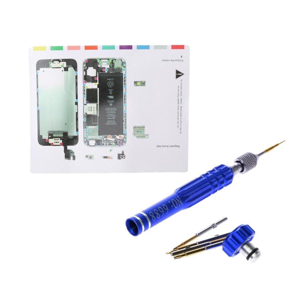 Professional Repair Phone Tool, Magnetic Project Mat Memory Pad + 5 In 1 Aluminium Screwdriver Combo Set for iPhone 6 / 6s