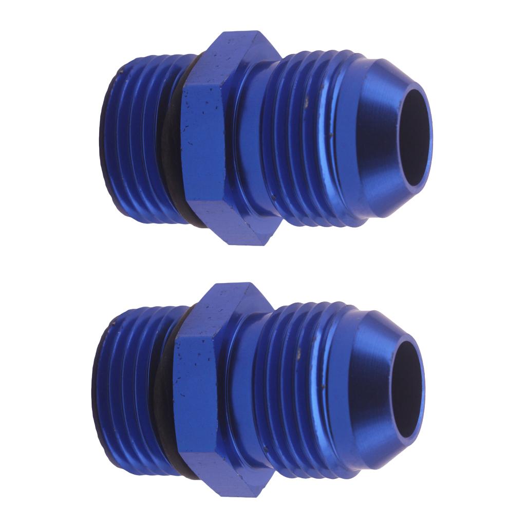 2 Pieces Blue Aluminum Billet AN10 10 An - ORB10 Male Fitting Straight Adapter