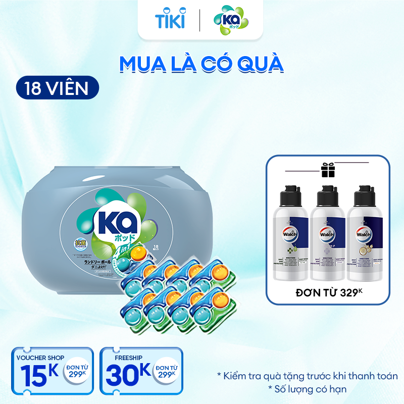 Viên Giặt Quần Áo loại bỏ mạt bụi KA pod Anti-dustmite 4trong1 diệt mạt bụi, làm sạch sâu, kháng khuẩn, giữ màu vải