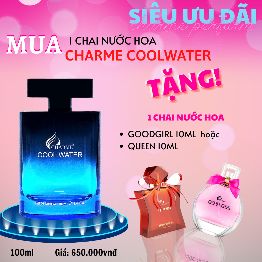 Nước Hoa Nam Charme Cool Water 100ml phong cách Sang trọng, lịch lãm, tươi mát.