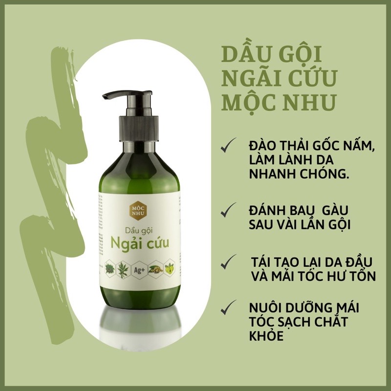 [Mộc Nhu] Dầu Gội Ngải Cứu Mộc Nhu 300ml - Giảm Gàu Ngứa - Giảm Nấm Da Đầu