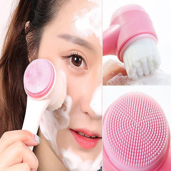 Cọ massage rửa mặt KOREA 2 đầu 3D Gai Silicon