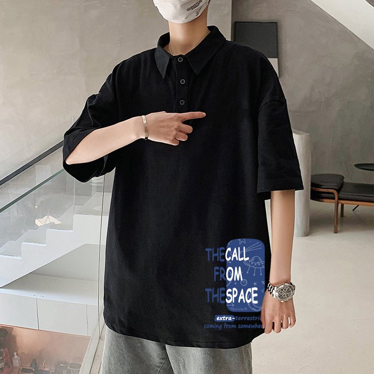 Áo thun Polo Call Space MONSTERX phông tay lỡ nam nữ form rộng Local Brand
