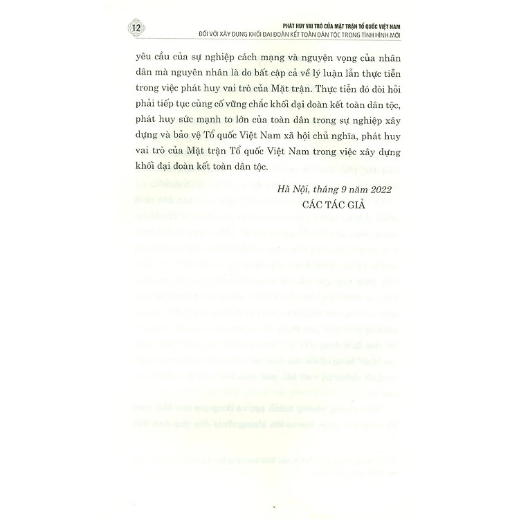 Sách - Phát huy vai trò của Mặt trận Tổ quốc Việt Nam đối với xây dựng khối đại đoàn kết toàn dân tộc trong tình hình...