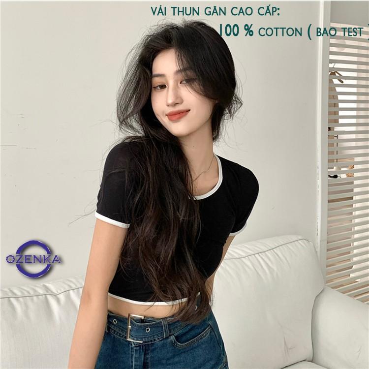 Áo croptop nữ cổ vuông, áo croptop ôm tay ngắn sexy thun gân 100% cotton nhiều màu hàng đẹp