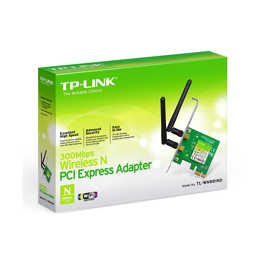 CARD MẠNG KHÔNG DÂY PCI EXPRESS TP-LINK TL-WN881ND WIRELESS N300MBPS-hàng chính hãng