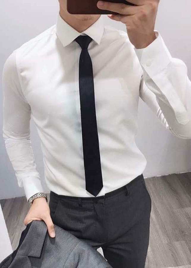 Áo Sơ Mi Trắng Nam Dáng Body TRANGBE02