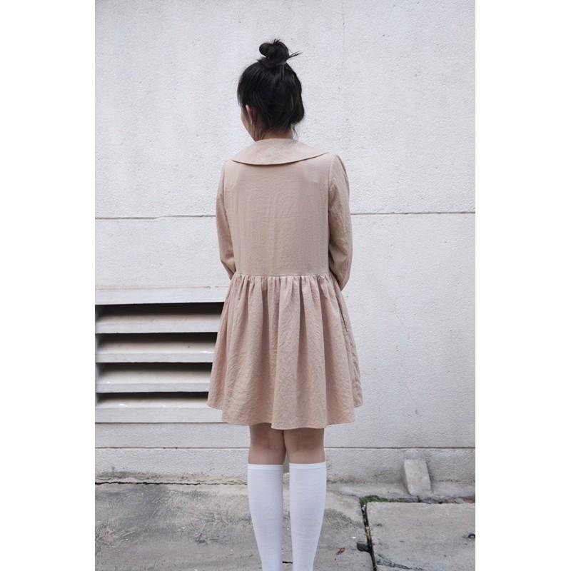 OLALASTUDIO Đầm linen dáng babydoll tay dài - Finn Line Dress