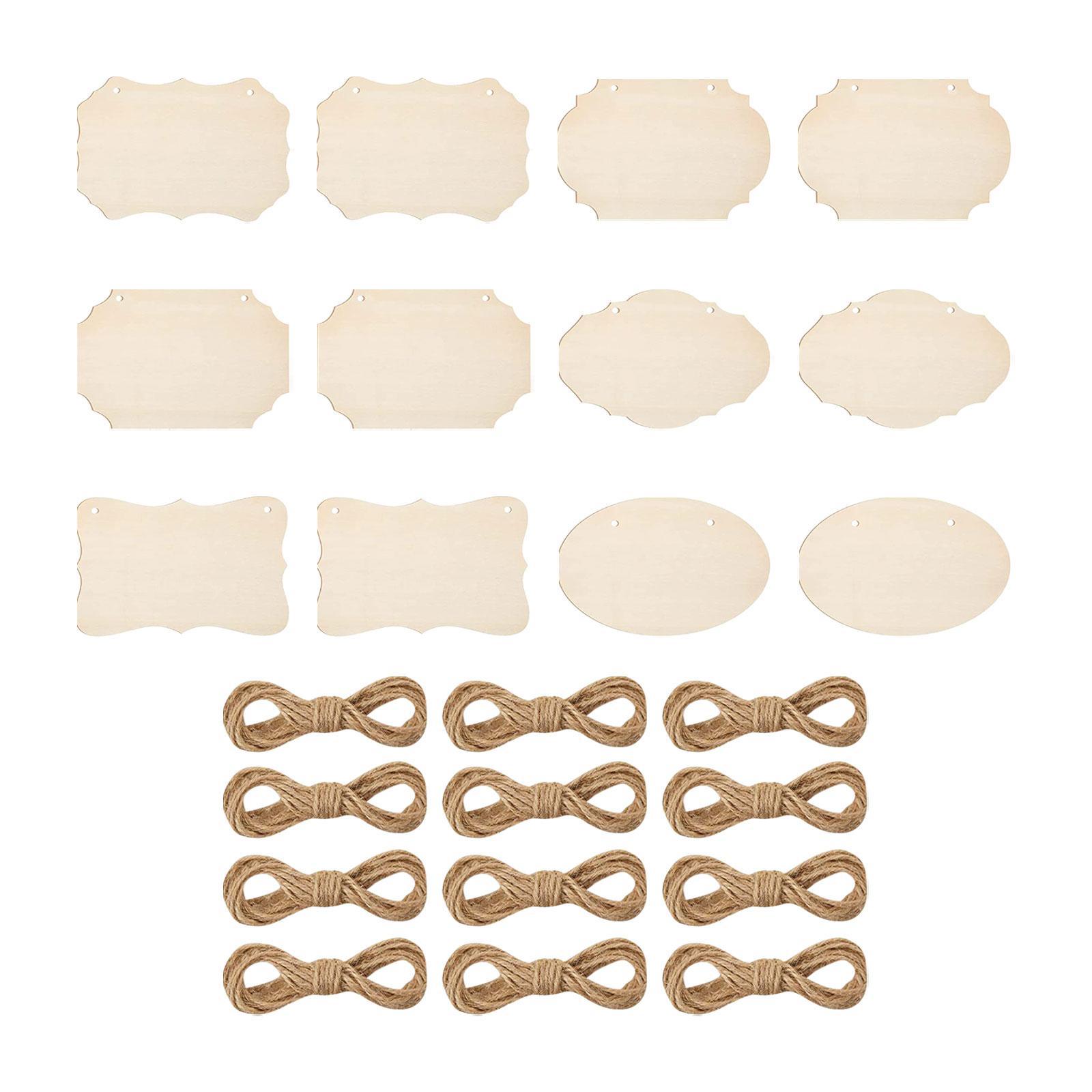 12 Pieces Unfinished Hanging DIY Blank Wooden Plaque for Bar Party