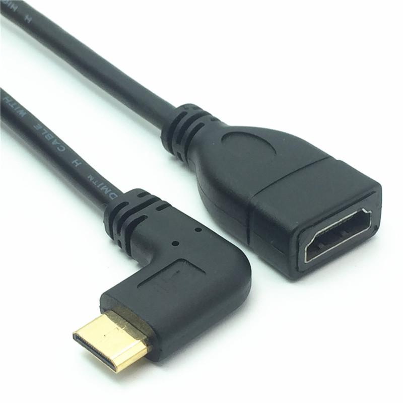 1080P Mini HDMI tương thích với cáp HDTV Nam đến Nữ 90 độ góc phải Bộ chuyển đổi Bộ chuyển đổi M-F Nối dài Bộ kết nối Bộ chuyển đổi