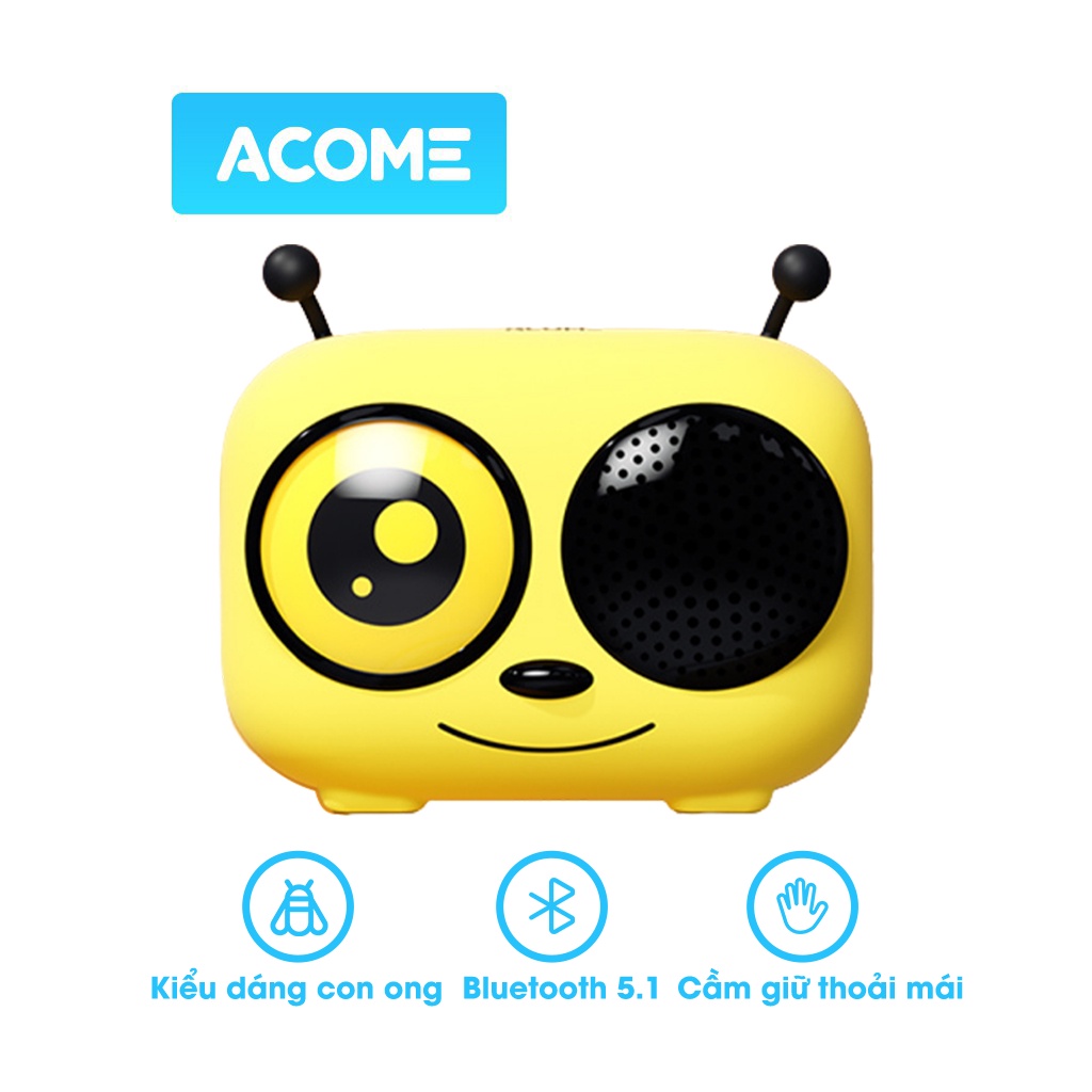 Loa Bluetooth ACOME A15 Công Suất 5W Kết Nối TWS Âm Thanh Rõ Nét Kiểu Dáng Hoạt Hình Trẻ Trung - Hàng Chính Hãng