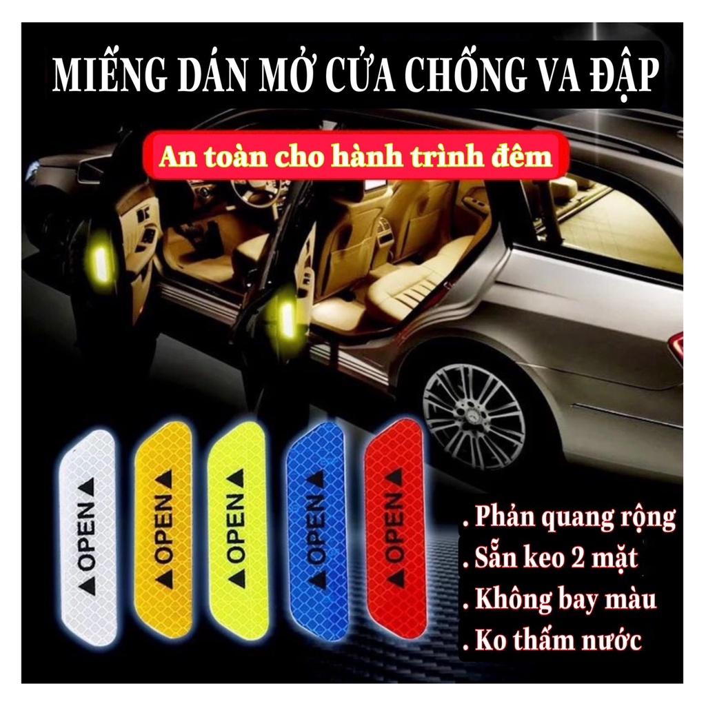 Bộ 4 tem chữ OPEN phản quang dán cửa ô tô xe hơi cảnh báo an toàn va chạm khi mở cửa xe