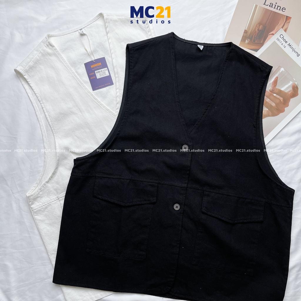 Áo gile kaki MC21.STUDIOS oversize Unisex form rộng nam nữ Ulzzang Streetwear Hàn Quốc vải xịn mềm A3201