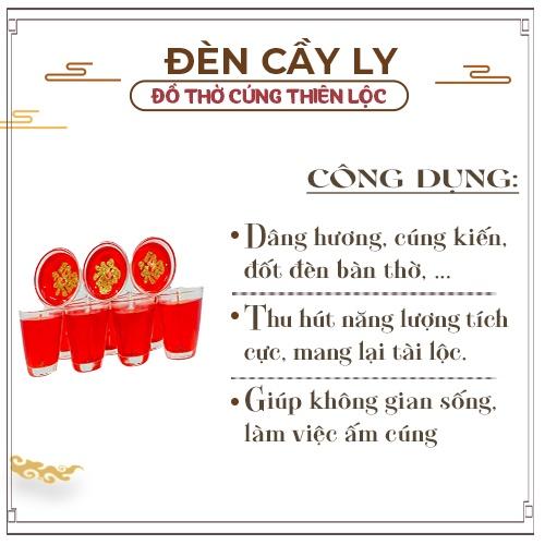 Đèn Cầy Ly Cúng Rượu Bầu Cao 5,5cm Cháy Liên Tục 10 Tiếng Đồ Thờ Cúng Thiên Lộc - Hộp 12 Ly