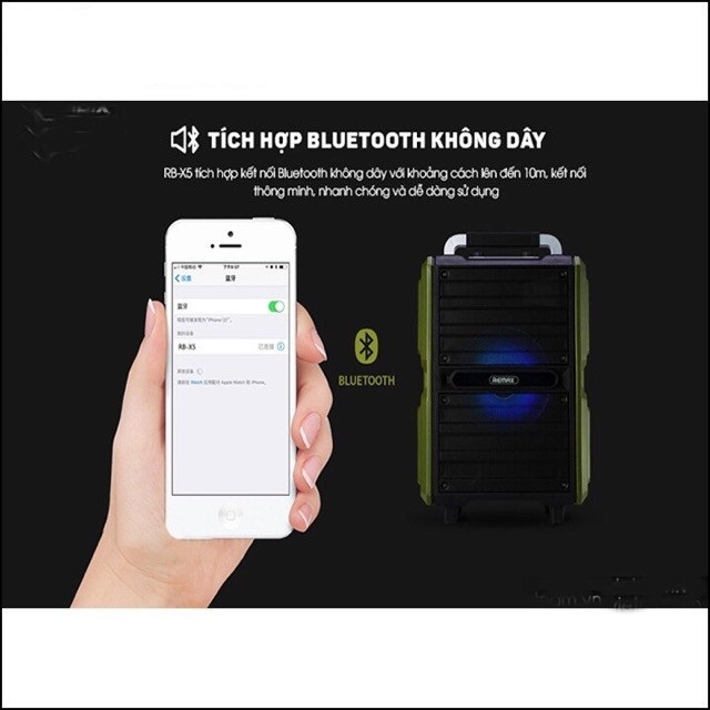 Loa kéo bluetooth Sothing Remax RB-X5, công suất 50W, dung lượng pin trâu, tặng kèm 2 mic không dây- Hàng chính hãng
