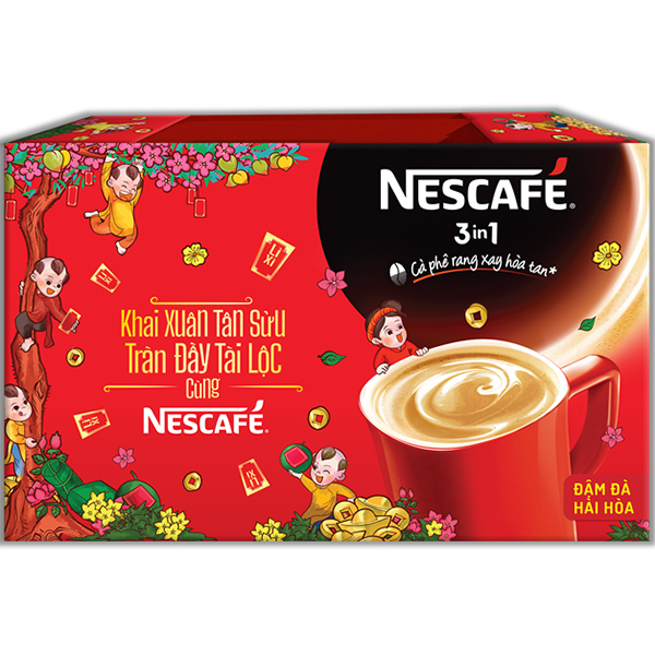Hộp quà Như Ý: Cà phê hòa tan Nescafé 3in1 Đậm đà hài hòa Với Ly Sứ Nescafe