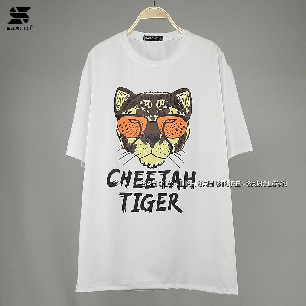 Áo thun tay lỡ nam nữ SAM CLO phông form rộng dáng Unisex, mặc lớp, nhóm, couple in hình ĐẦU CỌP chữ TIGER
